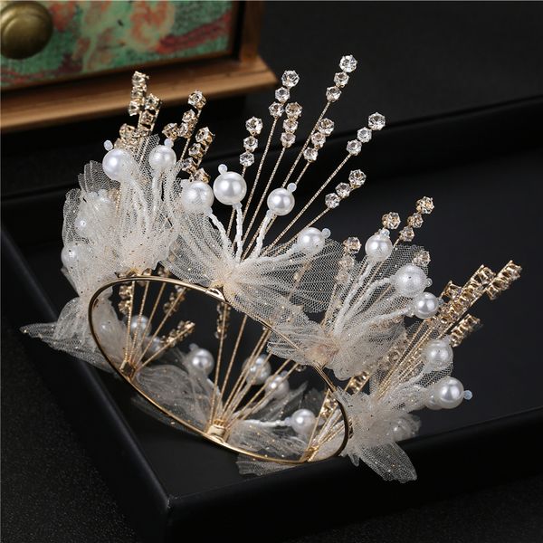 bridal headdress pearl crystal flower korean wedding hairdressing princess fairy dress round crown jewelry, Silver
bridal headdress pearl crystal flower korean wedding hairdressing princess fairy dress round crown jewelry, Silver