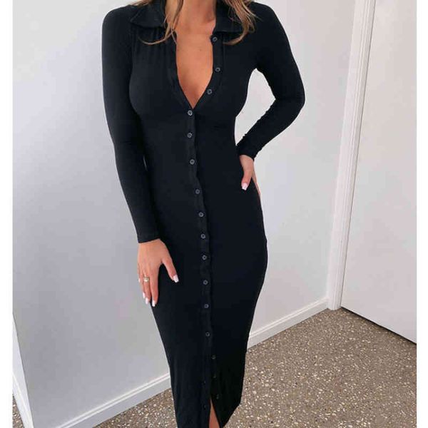 long sleeve casual slim party dress women button knitted ankle-length polo-neck solid style autumn bodycon dresses, Black;gray
long sleeve casual slim party dress women button knitted ankle-length polo-neck solid style autumn bodycon dresses, Black;gray