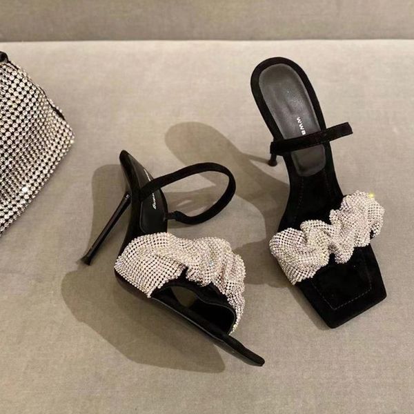 2022 new summer fashion design pu high heels womens shoes square toe 7 cm non slip rhinestone pumps bling women sandals, Black
2022 new summer fashion design pu high heels womens shoes square toe 7 cm non slip rhinestone pumps bling women sandals, Black