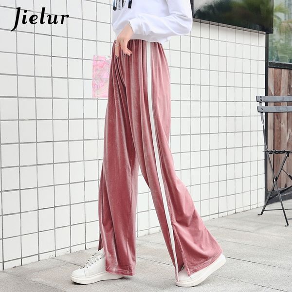 jielur trousers for women velour korean casual elastic waist pants female 5colors vintage streetwear bf classic split sweatpants y200418, Black;white
jielur trousers for women velour korean casual elastic waist pants female 5colors vintage streetwear bf classic split sweatpants y200418, Black;white