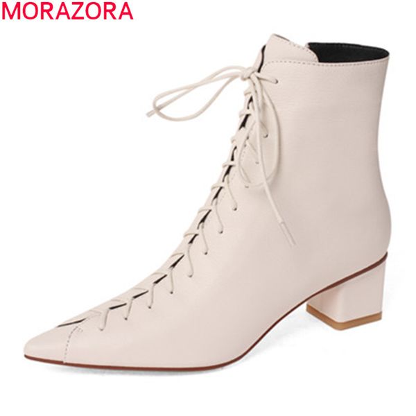 morazora 2020 genuine leather boots med heels pointed toe ladies shoes fashion lace up simple ankle boots for woman 1026, Black
morazora 2020 genuine leather boots med heels pointed toe ladies shoes fashion lace up simple ankle boots for woman 1026, Black