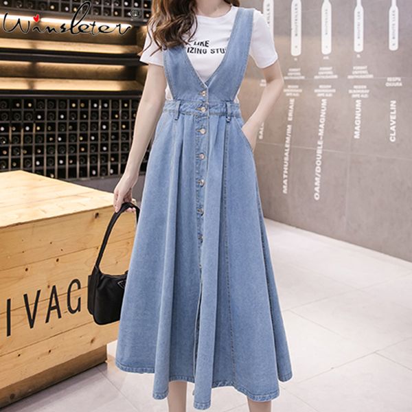 women denim long skirt spring summer suspender overall vest jumpsuit braces skirts preppy style korean sleeveless skirt b03401b 1014, Black
women denim long skirt spring summer suspender overall vest jumpsuit braces skirts preppy style korean sleeveless skirt b03401b 1014, Black