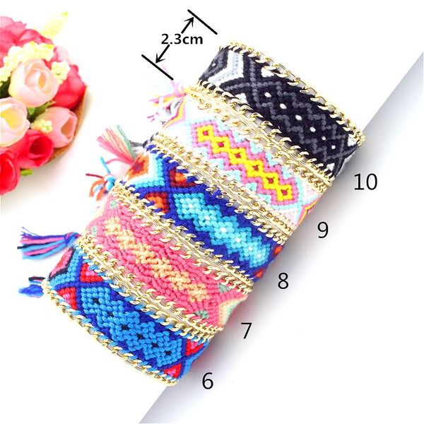 cotton bohemian handmade macrame knotted woven friendship bracelet with gold chain along the side for women, Golden;silver
cotton bohemian handmade macrame knotted woven friendship bracelet with gold chain along the side for women, Golden;silver