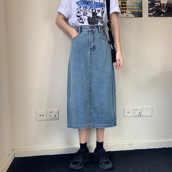 herstory retro long midi denim skirts women high waist button pockets split jeans straight skirts plus size summer 2020 bottoms1, Black
herstory retro long midi denim skirts women high waist button pockets split jeans straight skirts plus size summer 2020 bottoms1, Black