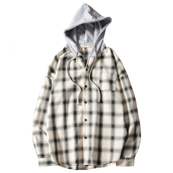 2021 new hip hop streetwear punk style casual plaid shirt men's long sleeve with hooded xpeh, White;black
2021 new hip hop streetwear punk style casual plaid shirt men's long sleeve with hooded xpeh, White;black