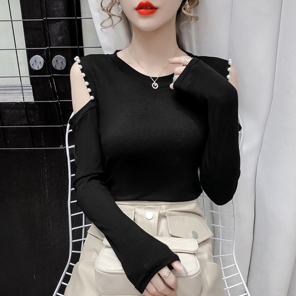 fall 2020 new women's fashion versatilethe shoulder sleeve solid pearl t-shirt pearl round neck long sleeve t-shirt backing inwy8 in, White
fall 2020 new women's fashion versatilethe shoulder sleeve solid pearl t-shirt pearl round neck long sleeve t-shirt backing inwy8 in, White