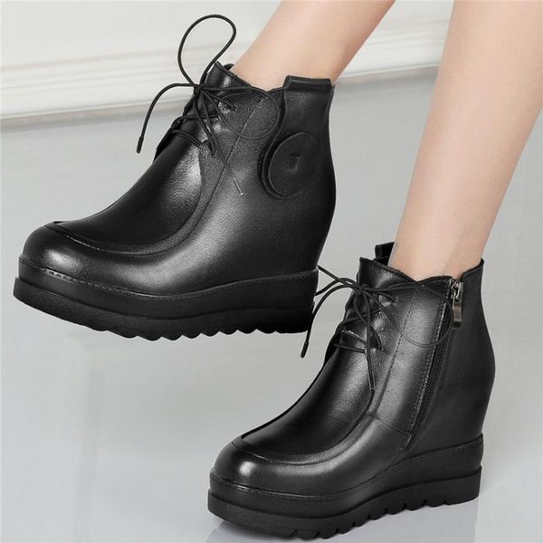 boots lace up fashion sneakers women pleated genuine leather high heel ankle female round toe platform pumps shoes casual, Black
boots lace up fashion sneakers women pleated genuine leather high heel ankle female round toe platform pumps shoes casual, Black