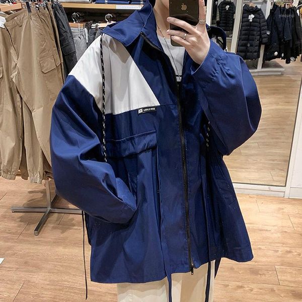 2020 autumn and winter new youth popular men's loose large size contrast color stitching hooded jacket fashion casual m-5xl1, Black;brown 
2020 autumn and winter new youth popular men's loose large size contrast color stitching hooded jacket fashion casual m-5xl1, Black;brown