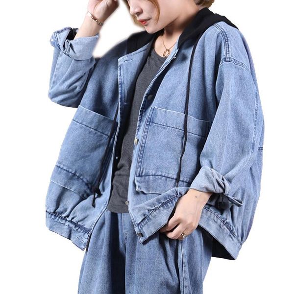 womens denim jacket outwear hooded street vintage casual for autumn big loose oversized blue a11121111, Black;brown
womens denim jacket outwear hooded street vintage casual for autumn big loose oversized blue a11121111, Black;brown