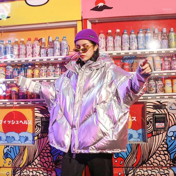 2019 new loose glossy metal color big size cotton-padded thick coat long sleeve loose fit women parkas fashion new autumn winter1, Black
2019 new loose glossy metal color big size cotton-padded thick coat long sleeve loose fit women parkas fashion new autumn winter1, Black