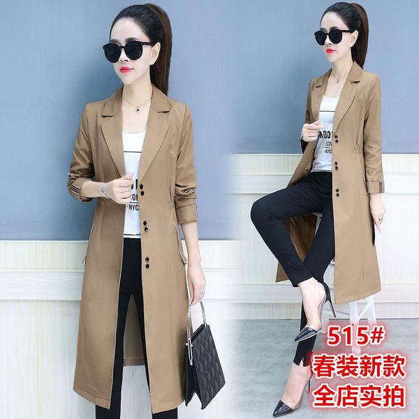women's trench coats spring 2021 hong kong-style korean version of the long knee waist slimming and autumn casual coat, Tan;black
women's trench coats spring 2021 hong kong-style korean version of the long knee waist slimming and autumn casual coat, Tan;black