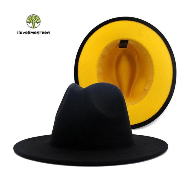 women men new fashion patchwork woolen felt fedora hat jazz panama wide brim black yellow fall winter hat, Blue;gray
women men new fashion patchwork woolen felt fedora hat jazz panama wide brim black yellow fall winter hat, Blue;gray