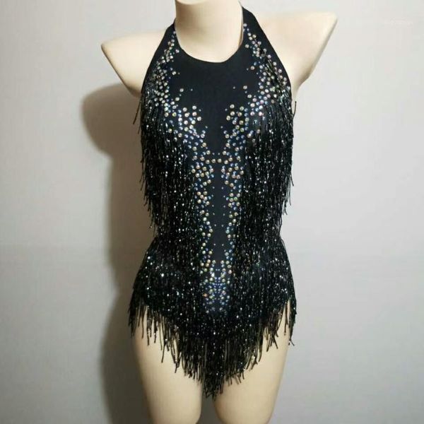 sparkly tassel bodysuit women rhinestone performance costume one-piece dance wear singer stage leotard rave festival clothing1, Black;red 
sparkly tassel bodysuit women rhinestone performance costume one-piece dance wear singer stage leotard rave festival clothing1, Black;red