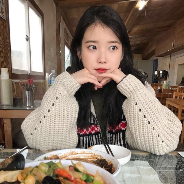 iu li zhien coat sweater jiang shuying the same sweater for women's loose wear autumn and winter cardigan coat for women's knittin, White;black
iu li zhien coat sweater jiang shuying the same sweater for women's loose wear autumn and winter cardigan coat for women's knittin, White;black