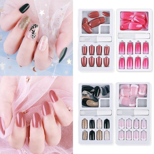 false nails 24pcs fake tips detachable design color press on with gel glue nail art manicure, Red;gold
false nails 24pcs fake tips detachable design color press on with gel glue nail art manicure, Red;gold
