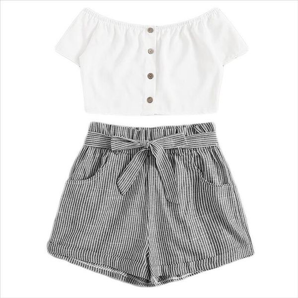 summer set elegant ladies striped vest bandage shorts two piece outfit suits summer womens beach casual clothing popa mujer, Gray
summer set elegant ladies striped vest bandage shorts two piece outfit suits summer womens beach casual clothing popa mujer, Gray