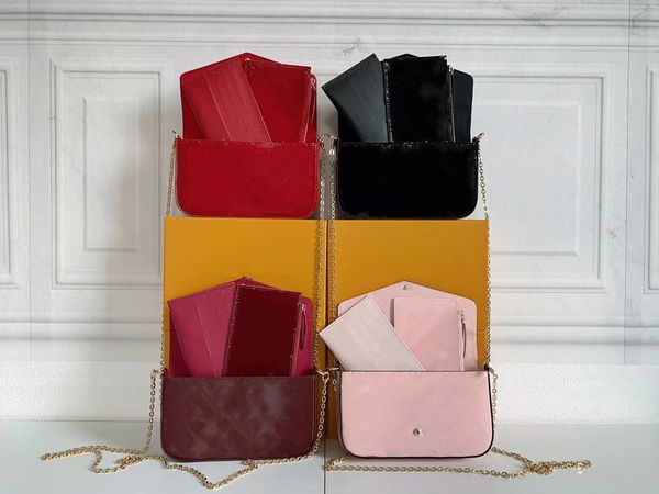 designer cowhide embossed 3a coin purse ladies wallet one shoulder 3 piece set single zipper size 21cm, Red;black
designer cowhide embossed 3a coin purse ladies wallet one shoulder 3 piece set single zipper size 21cm, Red;black