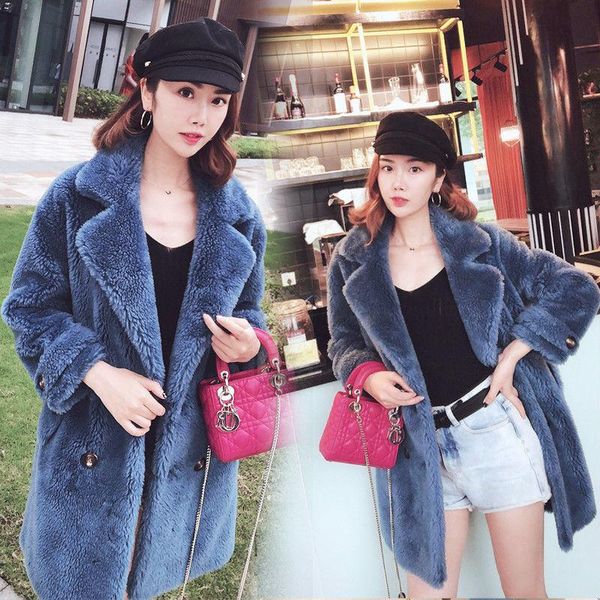 women 2021 winter women solid loose faux lamb wool coats female button thick warm outerwear ladies sheep shearing fur jacket c71, Black
women 2021 winter women solid loose faux lamb wool coats female button thick warm outerwear ladies sheep shearing fur jacket c71, Black