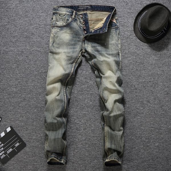 2021 new italian men from vintage designer jeans good quality slim fit buttons classic pants mark 3d84, Blue
2021 new italian men from vintage designer jeans good quality slim fit buttons classic pants mark 3d84, Blue