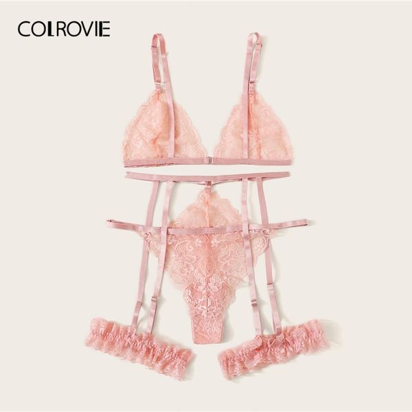 colrovie scalloped trim floral lace garter lingerie set women bralettes intimates bra and thongs ladies sets y200415, Red;black
colrovie scalloped trim floral lace garter lingerie set women bralettes intimates bra and thongs ladies sets y200415, Red;black