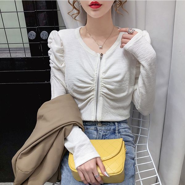 autumn 2020 new fashion versatile solid t-shirt zipper color v-neck long sleeve slim zipper t-shirt for women modsb, White
autumn 2020 new fashion versatile solid t-shirt zipper color v-neck long sleeve slim zipper t-shirt for women modsb, White