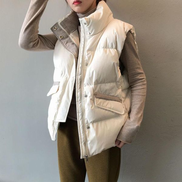 women's vests stand collar warm vest padded waistcoat zipper sleeveless outerwear beige black casual wadded spring fall winter drawstri, Black;white
women's vests stand collar warm vest padded waistcoat zipper sleeveless outerwear beige black casual wadded spring fall winter drawstri, Black;white
