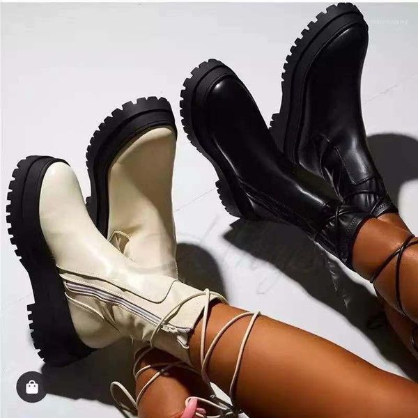 2021 new women boots platform boots ankle ankle women motorcycle fur size 43 shoes1, Black