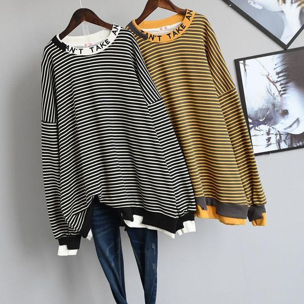 2020 autumn new korean women simple striped fake two-piece sweater oversize mid-length loose long-sleeved t-shirt, White
2020 autumn new korean women simple striped fake two-piece sweater oversize mid-length loose long-sleeved t-shirt, White
