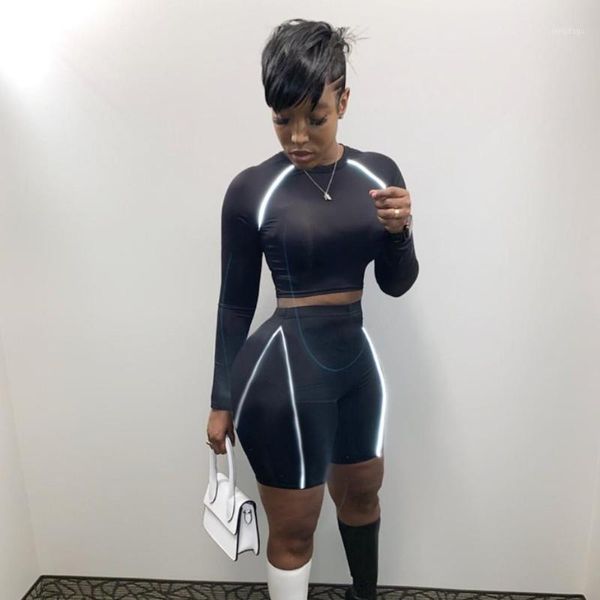 2019 fashion women reflective two piece set long sleeve tracksuit crop and shorts summer casual suit1, White
2019 fashion women reflective two piece set long sleeve tracksuit crop and shorts summer casual suit1, White