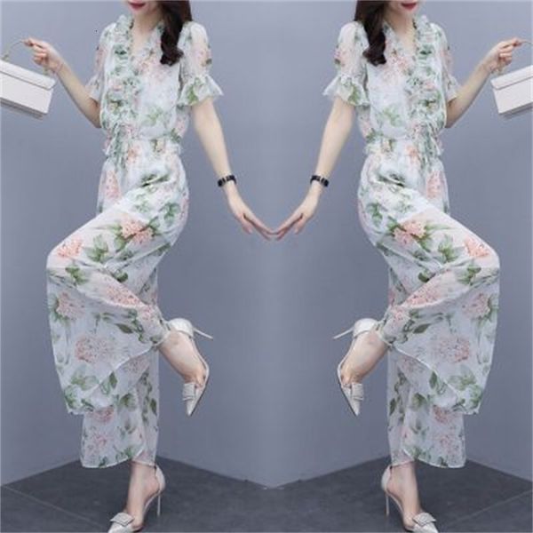 chiffon pieces and women's floral pants two sets of fish pantalon et haut femme petal woman suit clothes qsgk, White
chiffon pieces and women's floral pants two sets of fish pantalon et haut femme petal woman suit clothes qsgk, White
