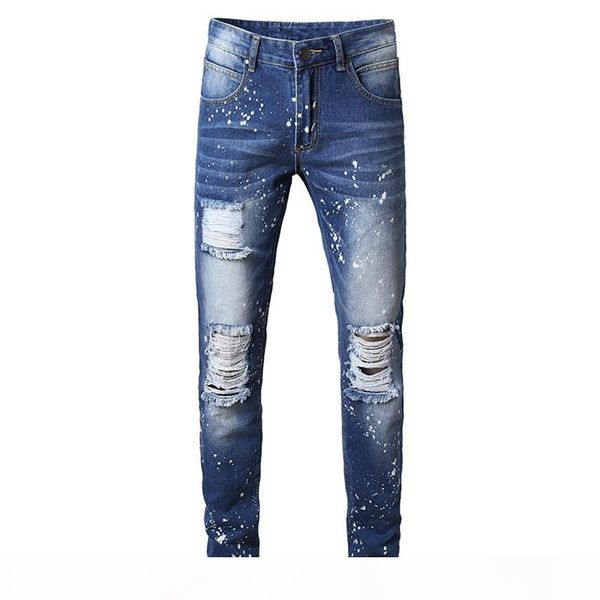 moruancle fashion men destroyed painted jeans pants with holes ripped denim trousers straight distressed jeans plus size 28-42, Blue
moruancle fashion men destroyed painted jeans pants with holes ripped denim trousers straight distressed jeans plus size 28-42, Blue