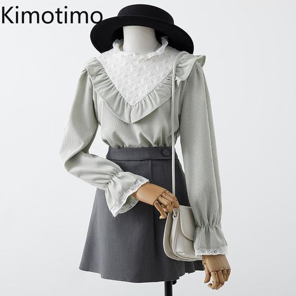 women's blouses & shirts kimotimo womens and flare sleeve lace black shirt stand collar ruffles ladies korean blusas femme spring, White
women's blouses & shirts kimotimo womens and flare sleeve lace black shirt stand collar ruffles ladies korean blusas femme spring, White
