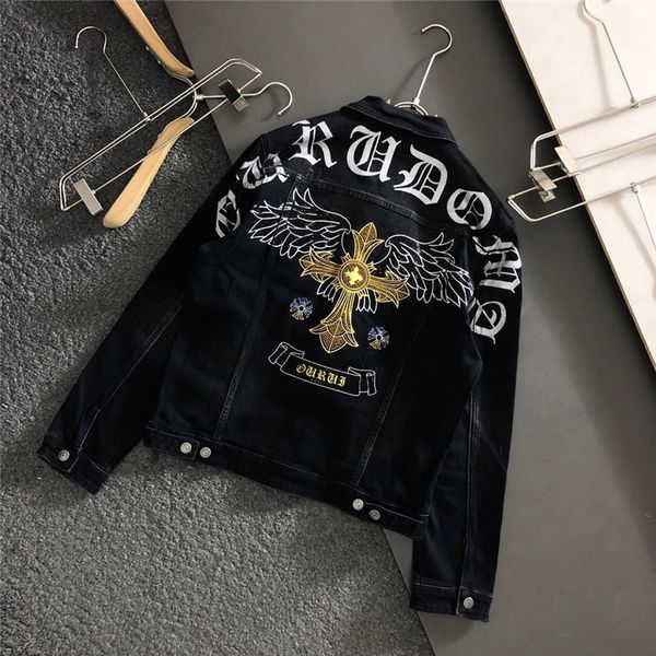 fashion brand crosin men's loose casual denim jacket cross embroidery sanskrit drilling rivet jacket, Black;gray
fashion brand crosin men's loose casual denim jacket cross embroidery sanskrit drilling rivet jacket, Black;gray