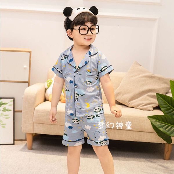 piece 2020 summer set baby two middle school cartoon cardigan air conditioning children's home cloth pajamas, Blue;red 
piece 2020 summer set baby two middle school cartoon cardigan air conditioning children's home cloth pajamas, Blue;red