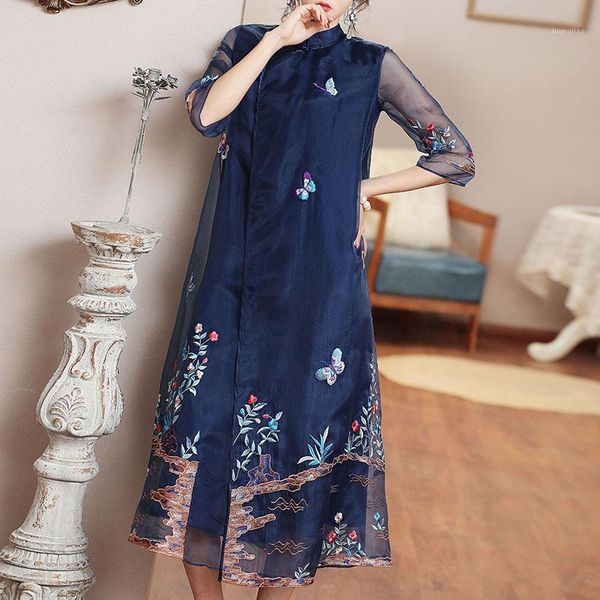 spring new vintage mesh sleeve dress chinese style embroidery floral stand collar high waist loose dress s-2xl1, Black;gray
spring new vintage mesh sleeve dress chinese style embroidery floral stand collar high waist loose dress s-2xl1, Black;gray