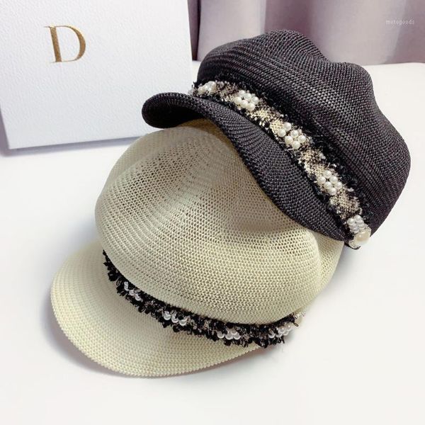 202008-shi ventilation pearl ribbon button lady leisure octagonal hat women visors cap1, Blue;gray
202008-shi ventilation pearl ribbon button lady leisure octagonal hat women visors cap1, Blue;gray