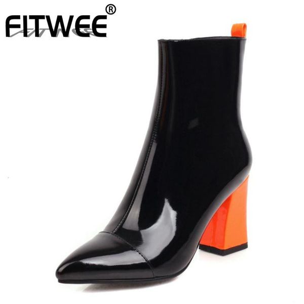 fitwee plus size 31-48 women ankle boots colorful high heel winter shoes woman warm short boot fashion lady footwear, Black 
fitwee plus size 31-48 women ankle boots colorful high heel winter shoes woman warm short boot fashion lady footwear, Black