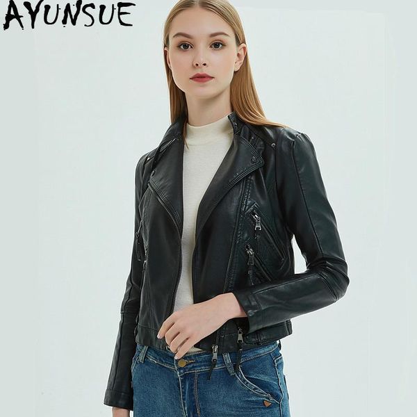 ayunsue spring women's leather jacket short korean biker jacket white coat pu leather jackets slim chaqueta cuero mujer kj2002, Black
ayunsue spring women's leather jacket short korean biker jacket white coat pu leather jackets slim chaqueta cuero mujer kj2002, Black