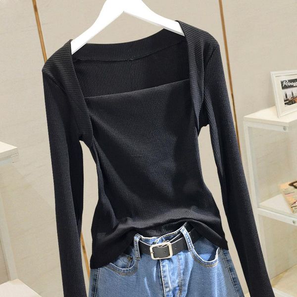 2020 new slim slim and versatile square collar shoulder long sleeve t-shirt women 1015, White
2020 new slim slim and versatile square collar shoulder long sleeve t-shirt women 1015, White