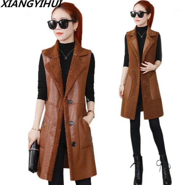 winter vest coat autumn faux leather jacket women lamb wool long vest women two sides wear waistcoat warm parka lj6271, Black;white
winter vest coat autumn faux leather jacket women lamb wool long vest women two sides wear waistcoat warm parka lj6271, Black;white