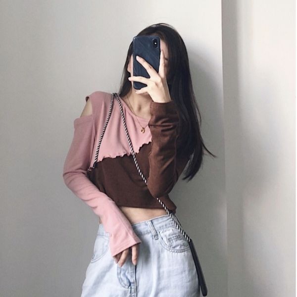 wkrtp stitched twomen's color long sleeve design sense small round neck short contrast autumn bottomed shirtt-shirt shirt shirtshoulder, White
wkrtp stitched twomen's color long sleeve design sense small round neck short contrast autumn bottomed shirtt-shirt shirt shirtshoulder, White