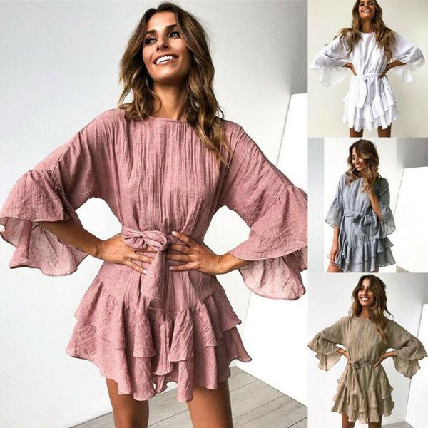 fashion wild ruffled lace swing women mini dress for vacation, Black;gray 
fashion wild ruffled lace swing women mini dress for vacation, Black;gray