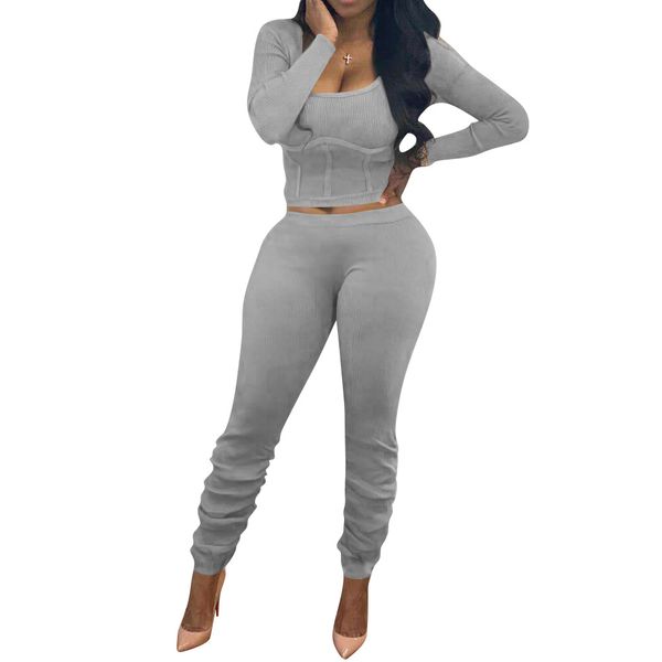 scoop neck women slim outsuits spring autumn solid color designer causal women clothing 2 pieces, White
scoop neck women slim outsuits spring autumn solid color designer causal women clothing 2 pieces, White