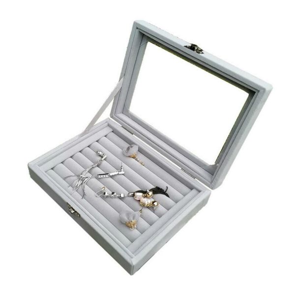 creative portable velvet jewelry box with glass cover jewelry ring display box tray holder storage box organizer, Black;white
creative portable velvet jewelry box with glass cover jewelry ring display box tray holder storage box organizer, Black;white