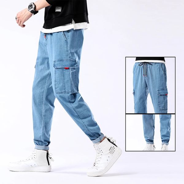 2020 autumn winter fashion casual solid big pockets haren jeans denim pants for men, Black
2020 autumn winter fashion casual solid big pockets haren jeans denim pants for men, Black