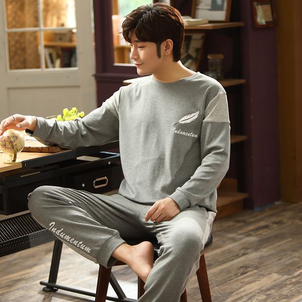 full pure cotton pullover long sleeve trousers pajamas sets autumn man plus size o-neck home casual sleepwear nightwear pyjamas lj201112, Black;brown
full pure cotton pullover long sleeve trousers pajamas sets autumn man plus size o-neck home casual sleepwear nightwear pyjamas lj201112, Black;brown