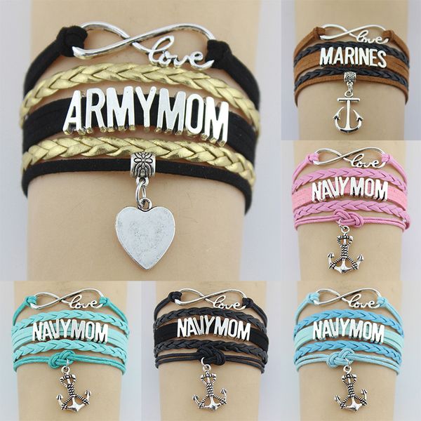 infinity love army/navy mom marines heart anchor charm wrap bracelet leather custom gifts women & men bracelets jewelry, Golden;silver
infinity love army/navy mom marines heart anchor charm wrap bracelet leather custom gifts women & men bracelets jewelry, Golden;silver