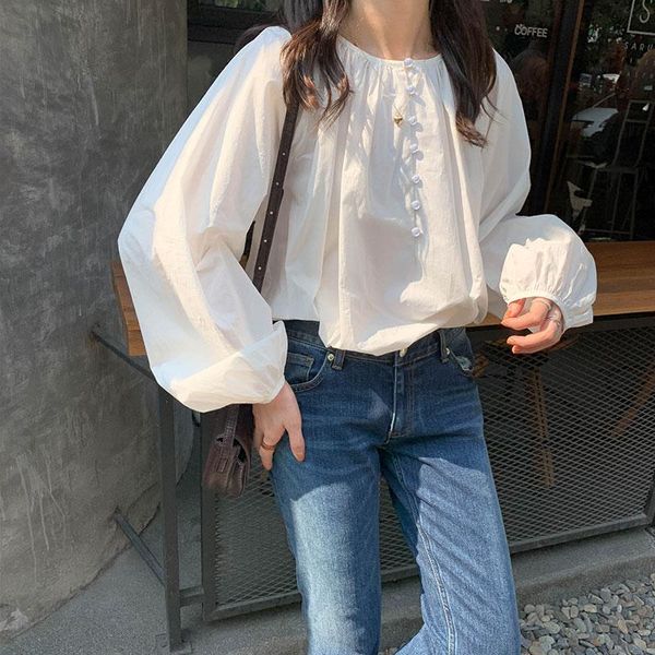 women's blouses & shirts 3 colors vintage shirt casual korean style single breasted buttons long sleeve womens and blouse 2021(x1283), White
women's blouses & shirts 3 colors vintage shirt casual korean style single breasted buttons long sleeve womens and blouse 2021(x1283), White
