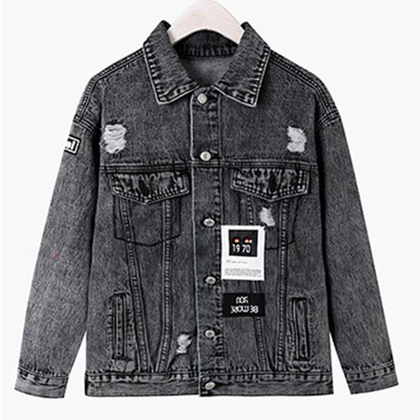 perhaps u women gray denim jacket turn down collar button pocket patch designs long sleeves loose hole coat c0503, Black;brown
perhaps u women gray denim jacket turn down collar button pocket patch designs long sleeves loose hole coat c0503, Black;brown