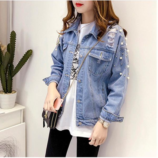 women's jackets spring autumn korean version of the denim jacket female loose sequins beaded hole shirt tide, Black;brown
women's jackets spring autumn korean version of the denim jacket female loose sequins beaded hole shirt tide, Black;brown